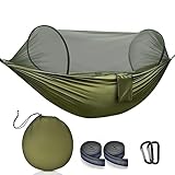 OTraki Hängematte mit Moskitonetz für 2 Personen Hängematte Outdoor Leichte Nylon 3 in 1 Funktion Fallschirm Camping Hängematten Zelt für Trekking, Strand, Garte, 290 x 140cm