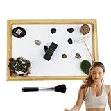 Zen-Garten – Sandtablett für Meditation, Zen-Garten | Innendekoration im japanischen Stil mit Rechen und Sandsäcken, ideal für Büros, Küchentische, Bure