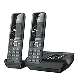 Gigaset Comfort 520A Duo - 2 Schnurlose DECT-Telefone mit Anrufbeantworter - Beste Audioqualität mit Freisprechfunktion - Anrufschutz - Adressbuch 200 Kontakten, titan-schwarz [Deutsche Version]