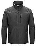 33,000ft Herren Softshelljacke Wasserabweisende Übergangsjacke Warmes Fleece Gefüttert Outdoorjacke Funktionsjacke Leichte Wanderjacke mit Stehkragen Dunkelgrau Heidekraut M