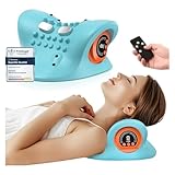 Nackenmassagegerät Elektrisch mit Wärme, 2025 Neu Kabelloses Hugterra Massager, Shiatsu Massagegerät, Zervikales Nacken Rücken Massagegerät mit 3 Modi, 6 Einstellbare Frequenzen (Blau)
