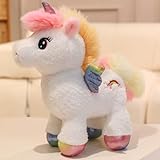 TROYSINC Plüsch Einhorn Kuscheltier Super Weiches Einhorn Mit Flügeln Kissen-Stofftier Süße Plüschtier für Kinder Mädchen Puppe Geschenk (30cm,Weiß)