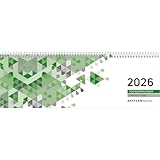 Zettler Tischquerkalender 1W/1S grün 2026 – Wochenkalender 30 × 10 cm, 1 Woche auf 1 Seite mit Stundeneinteilung 7–19 Uhr, FSC-zertifiziert, praktischer Bürokalender für Schreibtisch & Homeoffice
