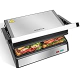 Aigostar Hett pro- Kontaktgrill für Sandwiches, Steak und als Panini Grill, Sandwichmaker mit Antihaftbeschichtung, 1500W Panini Grill mit Abnehmbare Ölsammelbox, 180º Öffnung.