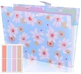 Expandierbar A4 Fächermappe Erweiterbar – 5 Fächer Dokumententasche mit bunten Labeln, PP-Kunststoff wasserfest langlebig, Ordnersystem mit Druckknopf für Büro Schule Homeoffice