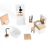 Puppenhaus Zubehör,Puppenhaus Möbel Badezimmer Möbel Badezimmer Miniatur Puppenhaus Dollhouse Furniture Puppenhaus Holz Miniatur Möbel Puppenstubenmöbel Puppen Zubehör Spielzeug