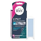 Veet Expert Kaltwachsstreifen Gesicht - Wachsstreifen zur Haarentfernung für alle Hauttypen inkl. sensibler Haut - 10 Doppelstreifen = 20 Streifen