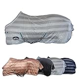 Marengos - Fliegendecke mit Kreuzgurt Economic – Schutz vor Insekten & Plagegeistern – Ekzemerdecke inkl. großem Schweiflatz – Verstellbarer Kreuzgurt – Pferdedecke in Silbergrau – 1255 cm