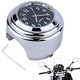 Uhr für Motorradlenker, Universal Motorrad Lenker Uhr, Motorrad Fahrrad Chrom Wasserdicht Zifferblatt Lenker Uhr Glow Watch Black Shell & Silver Base