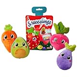 Simba 105953737 Squeezlings, 12 Plüschfiguren zum Sammeln, Obst und Gemüse aus Plüsch, super Soft, niedliche Gesichter, ca. 8cm, ab 3 Jahren