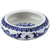 Parliky Klassisches Chinesisches Keramik Pinselwaschbecken mit Blau weißem Drachenmuster Schreibzubehör für Kalligraphie Vielseitig Nutzbar als Tinten Wasserbehälter Robust und Praktisch