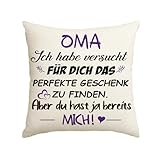 Artoid Mode Geschenk Für Oma Kissenbezug, 45x45 cm Beste Oma Geburtstagsgeschenke Von Enkelin Enkel Muttertag Kissen Liebe Cushion Cover Deko