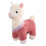 Herfair Alpaka Kuscheltier, Alpaka Plüschtier Plushies Weiches Alpaka Stofftier Lama Kissen Geschenk für Kinder Mädchen Jungen (Rosa,28 cm)