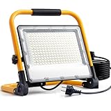 OUSIDE 200W LED Baustrahler mit Stativ und 4 Meter 3G 0,75 mm² VDE-Gummikabel, IP66 Wasserdichter Arbeitsscheinwerfer für Werkstatt,Wartung oder Baustelle, 6500K Kaltes Weißes Licht,20000 Lumen