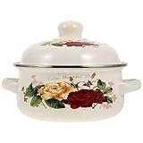 Gatuida Email Stockpot Doppelgriff Suppentopf aus Emaille für Induktion Gasherd Camping Multifunktional für Nudeln Ramen Meeresfrüchte Leicht zu Reinigen