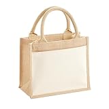 Westford Mill Tasche Jute Geschenk Tasche - Baumwolle Griffe Mittagessen Tasche - Natürlich