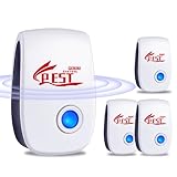 Ultraschall Schädlingsbekämpfer,4 Stück Elektronische Insektenschutzmittel, Moskitoschutz Innenräumen Pest Repeller für Kakerlaken, Mäuse, Fliegen, Mücken, Spinnen