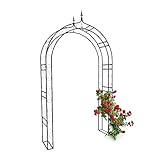 Relaxdays Rosenbogen mit Spitze HBT 242 x 138 x 35,5 cm Torbogen aus massivem Metall als Rankhilfe für Kletterrosen und Clematis Rosenspalier mit Pike und 4 Erdnägeln als stabiles Rankgitter, schwarz