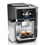 Siemens Kaffeevollautomat EQ700 TQ717D03, 36 internationale Kaffeespezialitäten, Cold Brew & Slow Brew, App-Steuerung, Full-Touch-Display, integrierter Milchbehälter, Edelstahl Schwarz