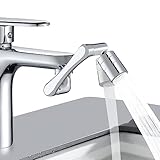 ZEYXINH 1440° Drehbarer Multifunktionaler Verlängerungshahn, Wasserhahn Verlängerung, Drehbarer Wasserhahn Aufsatz, Schwenkbarer Wasserhahn Strahlregler, 2 Modi mit Adapter für Bad und Küche