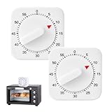 2er-Pack Eieruhr mechanisch, Kurzzeitwecker Küche, Eieruhren, 60-Minuten-Küchenuhr-Timer mit lautem Alarm, Zeitmanagement-Tool für Küche, Kochen, Backen (weiß)