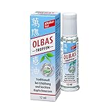 Olbas Tropfen - 1x 12 ml - zur Einnahme und Inhalation bei Erkältungskrankheit - bei Husten, Schnupfen und Heiserkeit - mit Pfefferminzöl, Cajeputöl, Eukalyptusöl - alkoholfrei