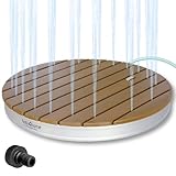 holz4home® Bodendusche als Gartendusche oder Pooldusche I Rund aus WPC und Aluminium I Höhenverstellbarer Wasserstrahl mit Fußrad I Saunadusche Outdoor mit Gartenschlauchanschluss