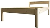 LIEGEWERK Seniorenbett 100x200 erhöhtes Bett mit Kopfteil Massivholzbett Holzbett Holz 100cm (Betthöhe 55cm, 100 x 200 cm)
