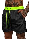 OZONEE Herren Badehose Badeshorts Eng Lang Shorts Sporthose Jogginghose Kurz Laufshorts Sport Sportshorts Trainingshose Schwimmhose Sweatshorts Freizeithose Hose 777/9152S/5 SCHWARZ/GELB L