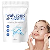 Hyaluronic Acid Powder, Hyaluronsäure Pulver Gesichtsmaske, Hyaluronic Acid Serum, Hyaluron Pulver für das Gesicht, Wasserlöslicher Feuchtigkeitsbestandteil für Hautfeuchtigkeit und Glättet Falten