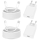 iPhone Ladekabel, [MFi-Zertifiziert] 2er-Pack 25W iPhone Ladegerät Apple-Ladekabel 2M&3M, iPhone-Schnellladegerät mit USB-C-auf-Lightning-Kabel für iPhone 14 13 12 11 Pro Max XS XR X 8 7 6 Plus 5 iPad