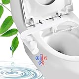 Bidet Einsatz für Toilette,Ultra Slim Nicht Elektrisch Bidet Aufsatz mit Warmwasser & Selbstreinigende Doppeldüse,Einstellbarer Wasserdruck,Front- und Heckreinigung,WC-Aufsatz, Po-Dusche,Taharet,Weiß