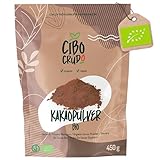 Amargo-Kakao und Polvo 450 g. Natürliches und reines Bio-Kakaopulver, bei niedrigen Temperaturen verarbeitet. Rohkakao mit ökologischem Rico-Pulver Vitamin B1 und B2.