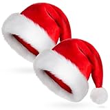 AUXHCYL Weihnachtsmütze Erwachsene, Plüsch Nikolausmütze mit Soft Liner Rote Santa Mütze Nikolaus Weihnachtsmann Mütze für Herren Damen Perfekt für Weihnachtsfeiern(1 Stück)