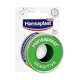 Hansaplast Fixierpflaster Sensitive (5 m x 2,5 cm), hypoallergenes Tapeband zur hautfreundlichen Fixierung von Wundverbänden, Heftpflaster Rolle mit starker Klebkraft