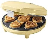 Bestron Waffeleisen für Mini-Cookies, Mini-Cookie-Maker in Tiermotiven, Waffeleisen für Mini-Waffel-Kekse, mit Backampel & Antihaftbeschichtung, 700 Watt, Farbe: Gelb