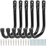 Garagen-Aufbewahrungshaken, robuste J-Haken, Wandhalterung, Stahl-Organizer für Gartenwerkzeuge, Taschen, Schläuche, Leiter, Sportgeräte, 6 Stück