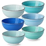 vancasso Dessertschalen Steinzeug, BONITA 6-teiliges Schüsselset, 12Oz Salatschüssel, Schalen Set, Eiscreme Schalen, Keramik Dipping Schalen, Blau