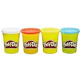 Play-Doh Hasbro Set 4er Pack Grundfarben Knetmasse, Modelliermasse für fantasievolles und kreatives Spielen, Kunstzubehör für Kinder ab 2 Jahren, in den Farben blau, gelb, rot und weiß