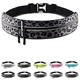 Fitgriff® Laufgürtel für Handy - Lauftasche Jogging, Hüfttasche, Sportgürtel, Running Belt zum Joggen, Laufen, Sport, Fitness - passend für alle Smartphones (Leopard, 62-90cm Bauchumfang)