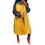 Generisch Damen Winter Mode Lässig Langarm Windjacke Mantel Schwarze Daunenjacke Mit Gürtel (Yellow S)