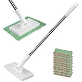 Bodenwischer,Wischmopp mit Druck-Klemm-System,Händefreies Waschen Wischmopp 360 Grad Beweglicher Drehkopf,Bodenwischer mit 10 Wiederverwendbaren Mikrofasertüchern,für Wänden,Böden