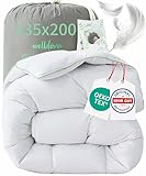 Welldora Komfort Bettdecke 135x200 Winter | 100% Extraweiche Federn & Daunen | Fachärztlich geprüft, Oeko-Tex, Allergiker | Zertifiziert für Tierwohl | Dicke extrawarme Winterdecke Daunendecke