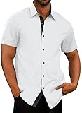 Meilicloth Hemd Herren Kurzarm Freizeithemd Businesshemd Kurzärmliges Herrenhemden Regular Fit Weiss Kurzarm Hemden Slim Fit Männer Sommerhemden Bügelfrei Faltenfrei Oberteile Sommer Weiß XL