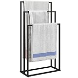 HOMCOM Handtuchhalter Stehend Handtuchständer mit 3 Stangen, Handtuchleiter aus Stahl, Badetuchhalter für Badezimmer, Handtücher, Badetücher 45 x 21,5 x 85 cm