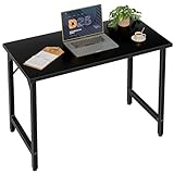 Grandder 100 cm Schreibtisch, Kleiner Homeoffice-Schreibtisch für Studium & Schreiben, Kindertisch, einfacher PC-Gaming-Schreibtisch, verstellbare Füße, Schwarz