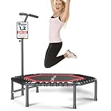 DH FitLife Fitness Trampolin in Studioqualität | Ø114cm 45 Zoll Mini Indoor Trampolin für Cross Jumping | bis 150kg belastbar | höhenverstellbarer Handgriff | Stabil & leise für Kinder & Erwachsene