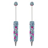 Spritewelry Strass-Stifte mit Perlen, glitzernde Kristall-Perlenstifte, 2 Stück, DIY, ausgefallene Polymer-Ton, Strasssteine, Kugelschreiber für DIY-Dekorationen, Büro, Schule, Blau