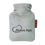 Huuraa Taschenwärmer Migliore Papà Cuore Geschenk 0,2 Liter Grey Mini Veloursbezug Migliore Papà Geschenkidee