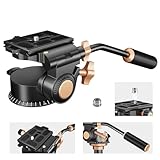 Soonpho Q-08S Heavy Duty Videokamera Stativ Fluidkopf Schwenkkopf mit verlängertem Griff, Stativkopf mit 1/4 Zoll Schraub-Schiebeplatte 360 Grad drehbarer für DSLR, Camcorder, Einbeinstativ